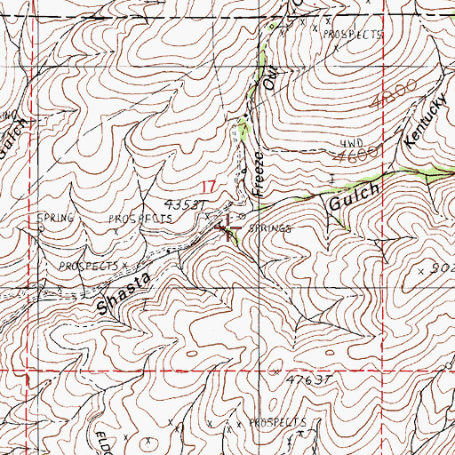 Topographic Map of Freeze Out Gulch, OR