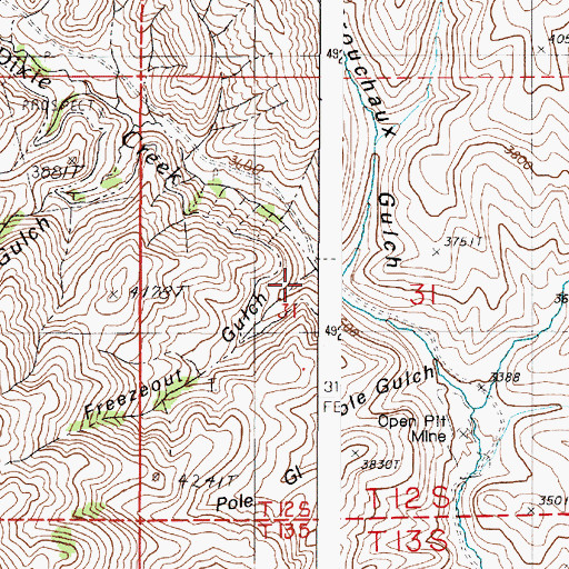 Topographic Map of Freezeout Gulch, OR