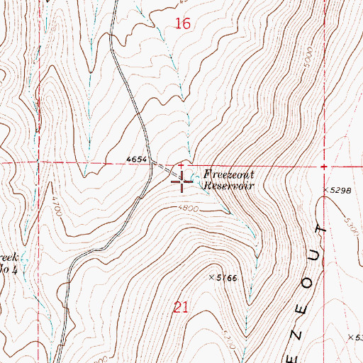 Topographic Map of Freezeout Reservoir, OR