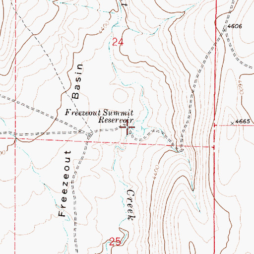 Topographic Map of Freezeout Summit Reservoir, OR