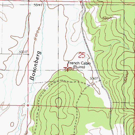 Topographic Map of French Cabin, OR