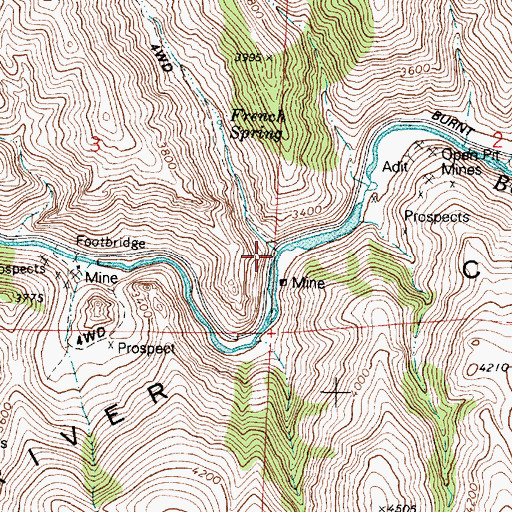 Topographic Map of French Gulch, OR