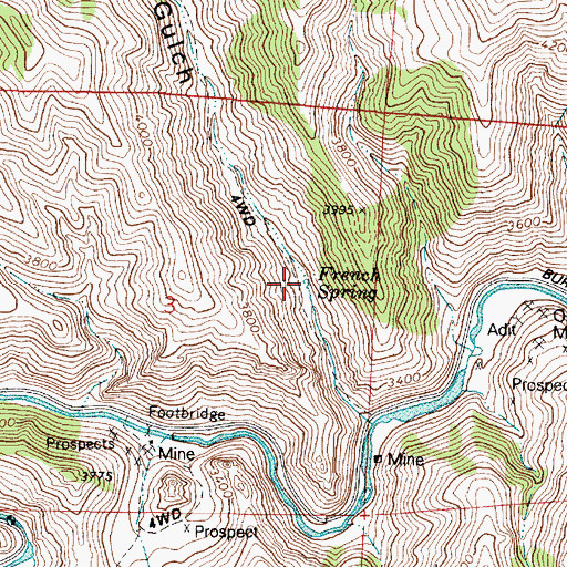Topographic Map of French Spring, OR