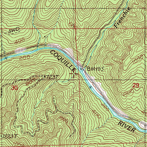 Topographic Map of Frenchie Creek, OR