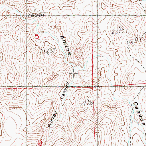 Topographic Map of Frickey Canyon, OR