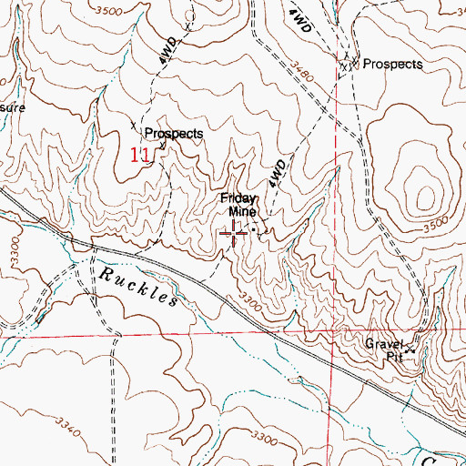 Topographic Map of Friday Mine, OR