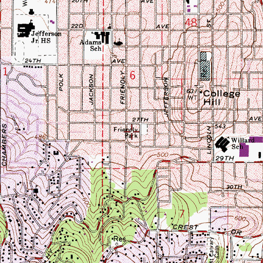 Topographic Map of Friendly City Park, OR