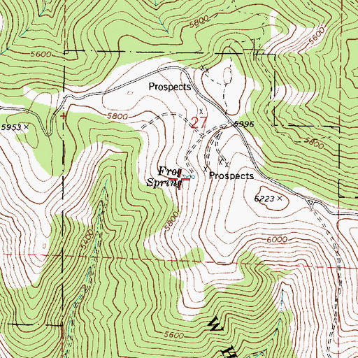 Topographic Map of Frog Spring, OR