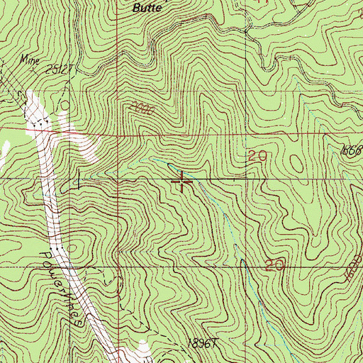Topographic Map of Frozen Creek, OR