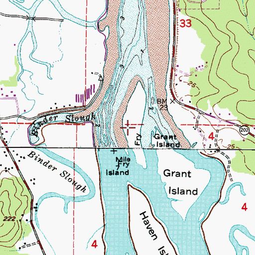 Topographic Map of Fry Island, OR