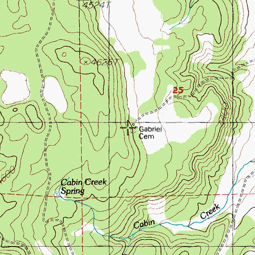 Topographic Map of Gabriel Cemetery, OR