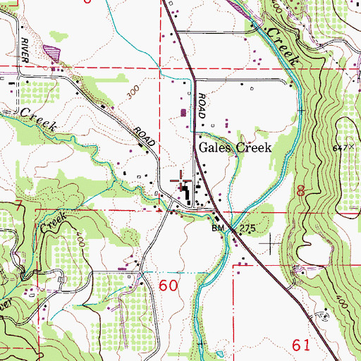 Topographic Map of Gales Creek, OR