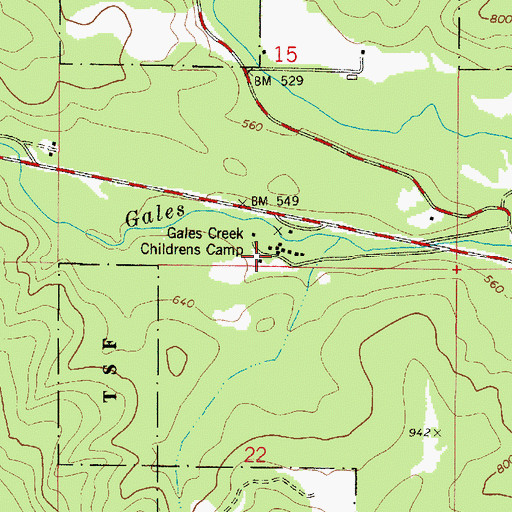 Topographic Map of Gales Creek Childrens Camp, OR