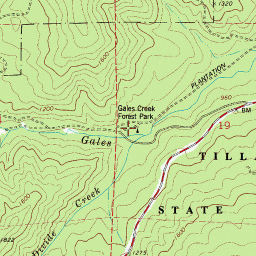 Topographic Map of Gales Creek Campground, OR