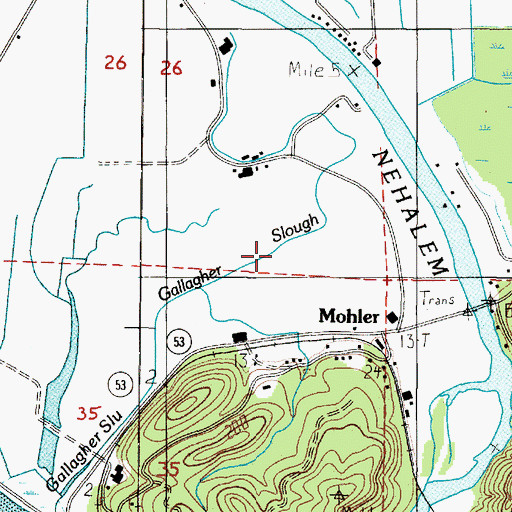 Topographic Map of Gallagher Slough, OR