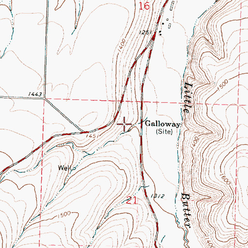 Topographic Map of Galloway (historical), OR