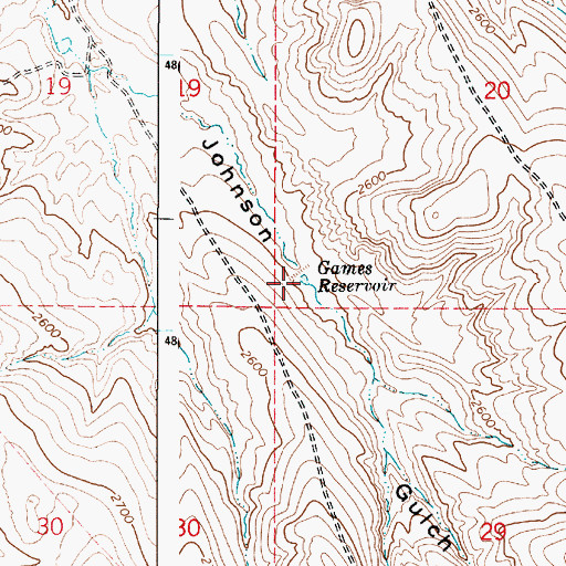 Topographic Map of Games Reservoir, OR