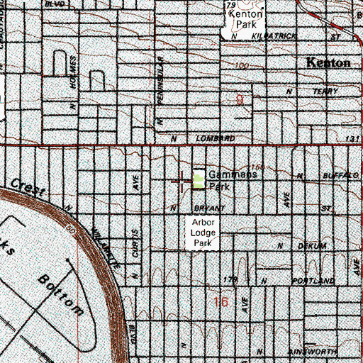 Topographic Map of Gammans City Park, OR