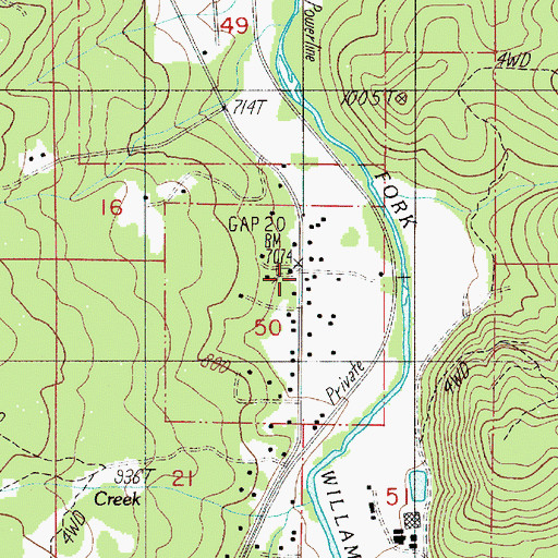 Topographic Map of Gap, OR