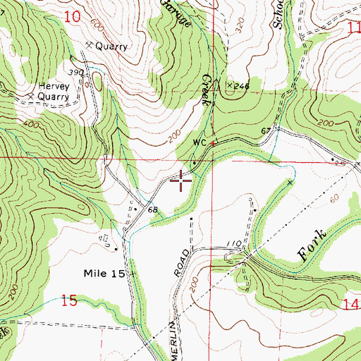 Topographic Map of Garage Creek, OR