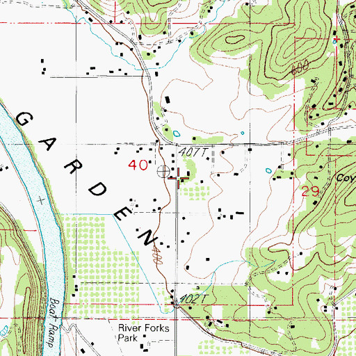 Topographic Map of Garden Valley School (historical), OR