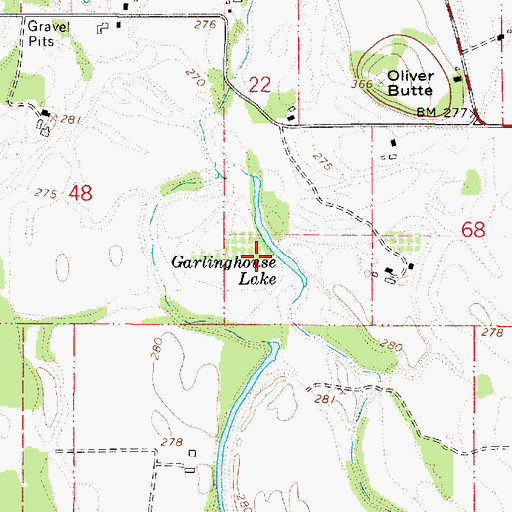 Topographic Map of Garlinghouse Lake, OR