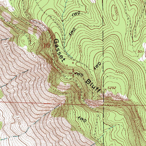 Topographic Map of Gasset Bluff, OR