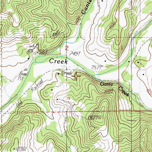 Topographic Map of Gassy Creek, OR