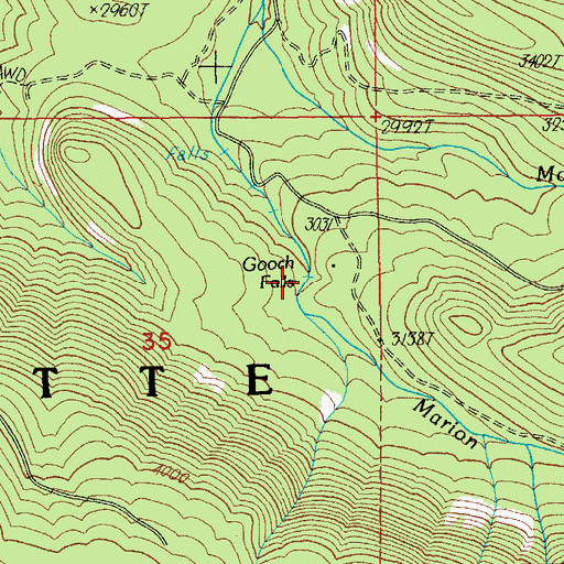 Topographic Map of Gooch Falls, OR