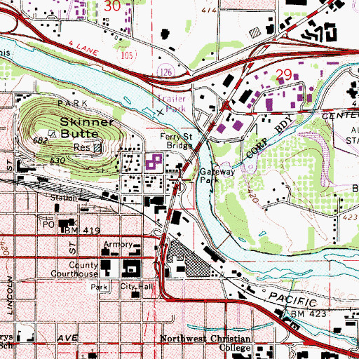 Topographic Map of Gateway City Park, OR