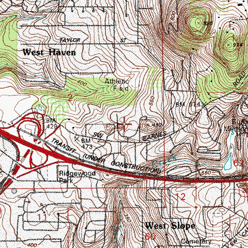 Topographic Map of Catlin Gabel School, OR