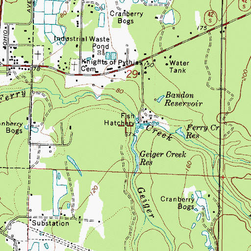 Topographic Map of Geiger Creek, OR
