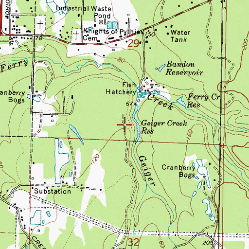 Topographic Map of Geiger Creek Reservoir, OR