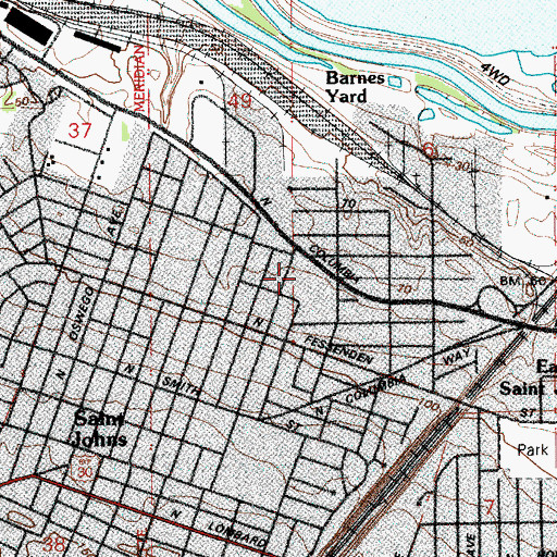 Topographic Map of George Middle School, OR
