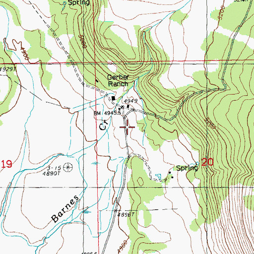 Topographic Map of Gerber Ranch, OR