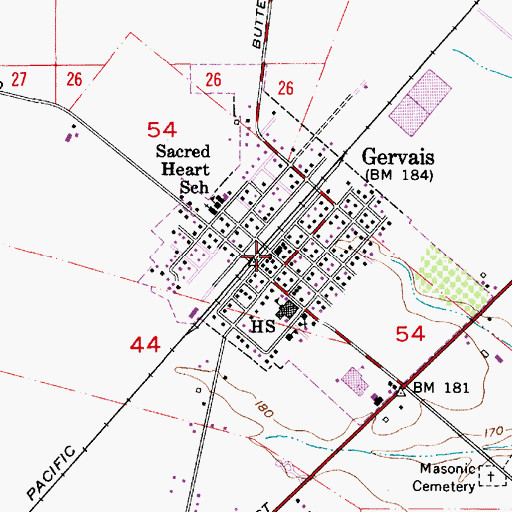 Topographic Map of Gervais, OR