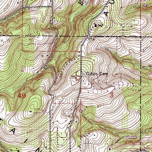 Topographic Map of Gibbs Cemetery, OR