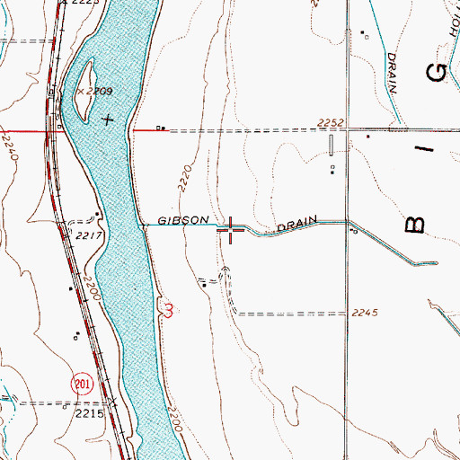 Topographic Map of Gibson Drain, OR