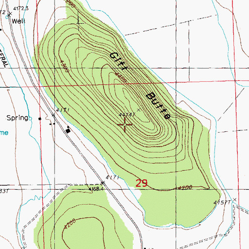 Topographic Map of Gift Butte, OR