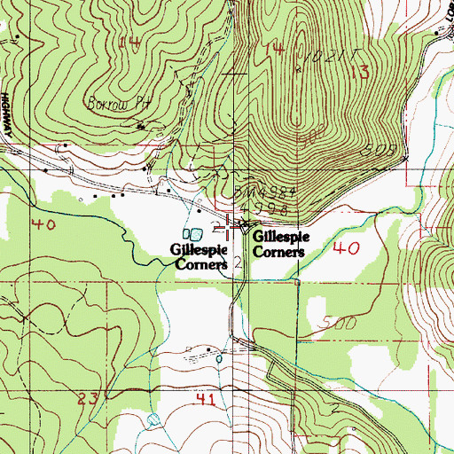 Topographic Map of Gillespie Corners, OR