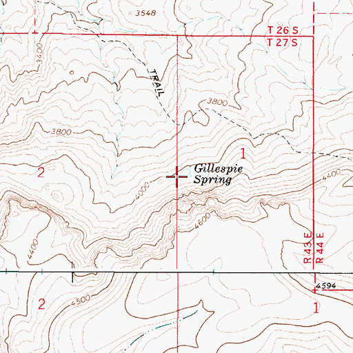 Topographic Map of Gillespie Spring, OR