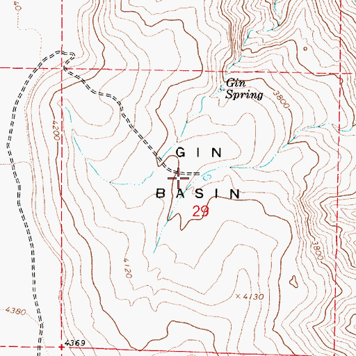 Topographic Map of Gin Basin, OR