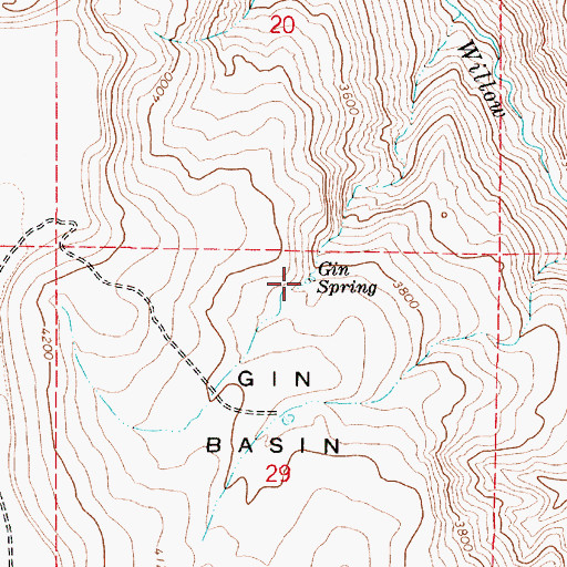 Topographic Map of Gin Spring, OR