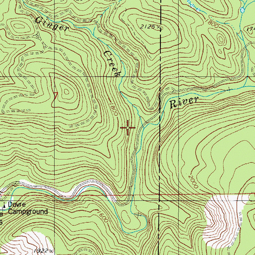 Topographic Map of Ginger Creek, OR