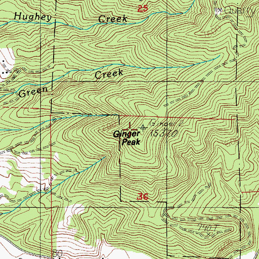 Topographic Map of Ginger Peak, OR