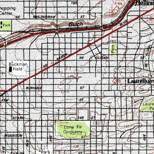 Topographic Map of da Vinci Arts Middle School, OR