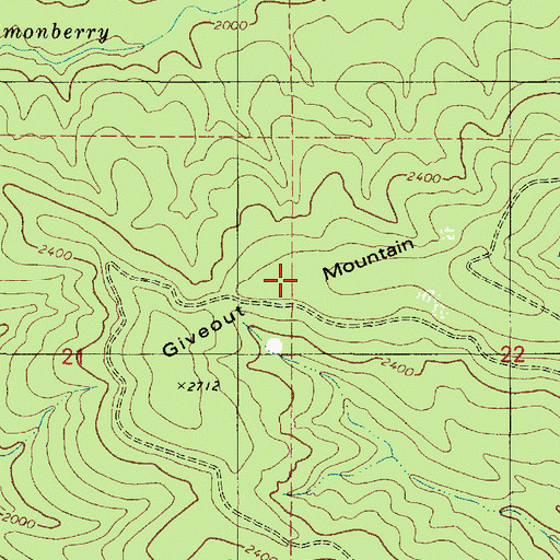 Topographic Map of Giveout Mountain, OR