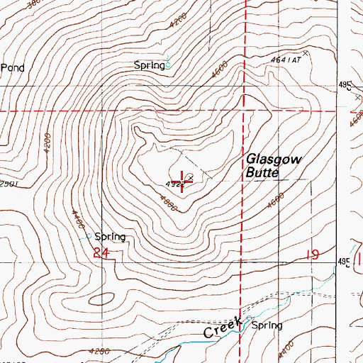 Topographic Map of Glasgow Butte, OR