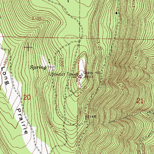 Topographic Map of Glass Hill, OR