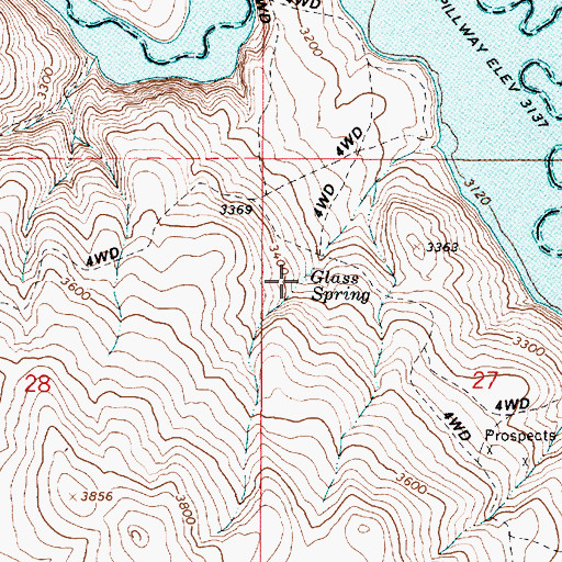 Topographic Map of Glass Spring, OR